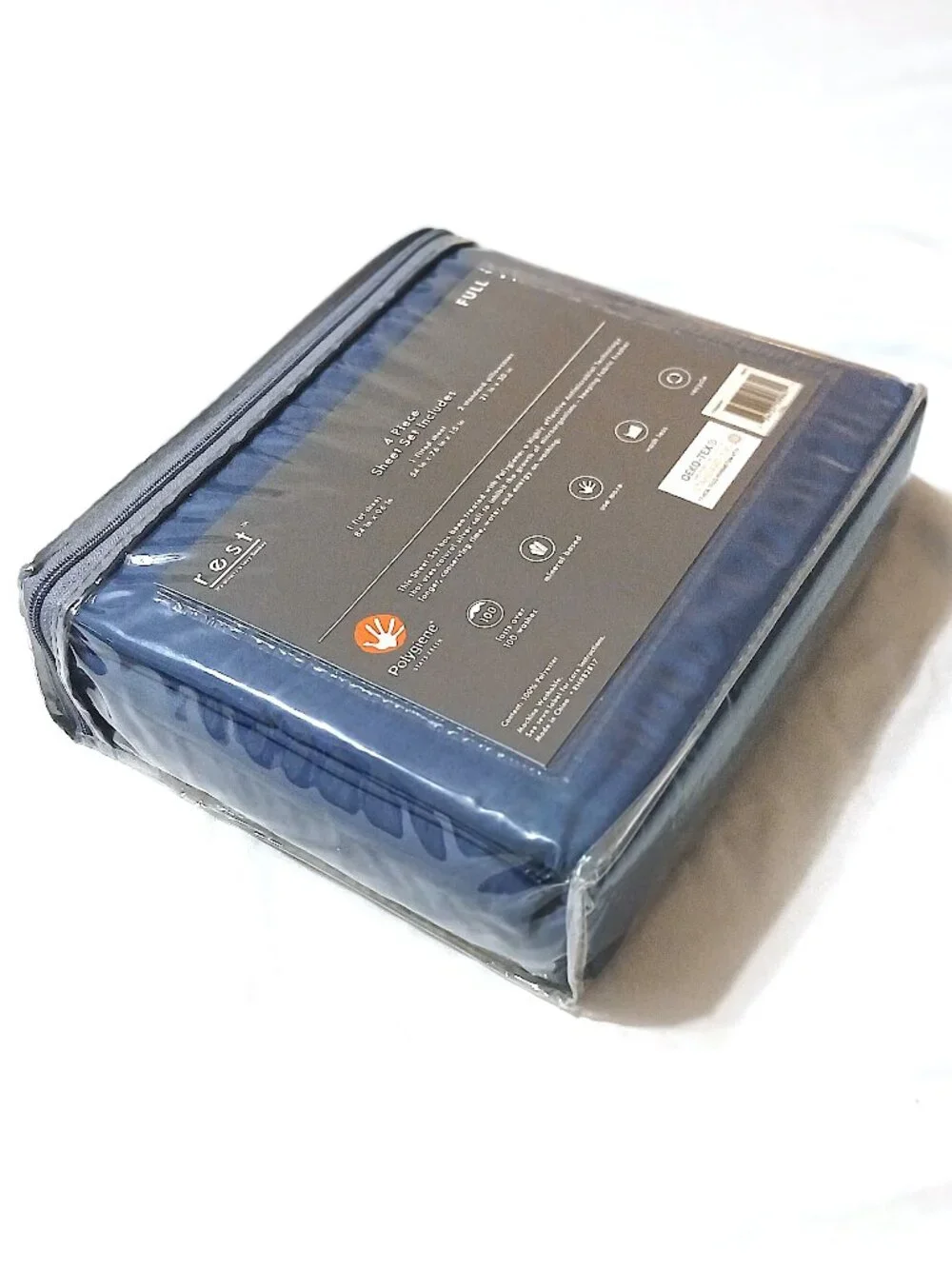 REST Navy Polygiene Full 4 Piece Sheet Set Bedding OEKO-TEX